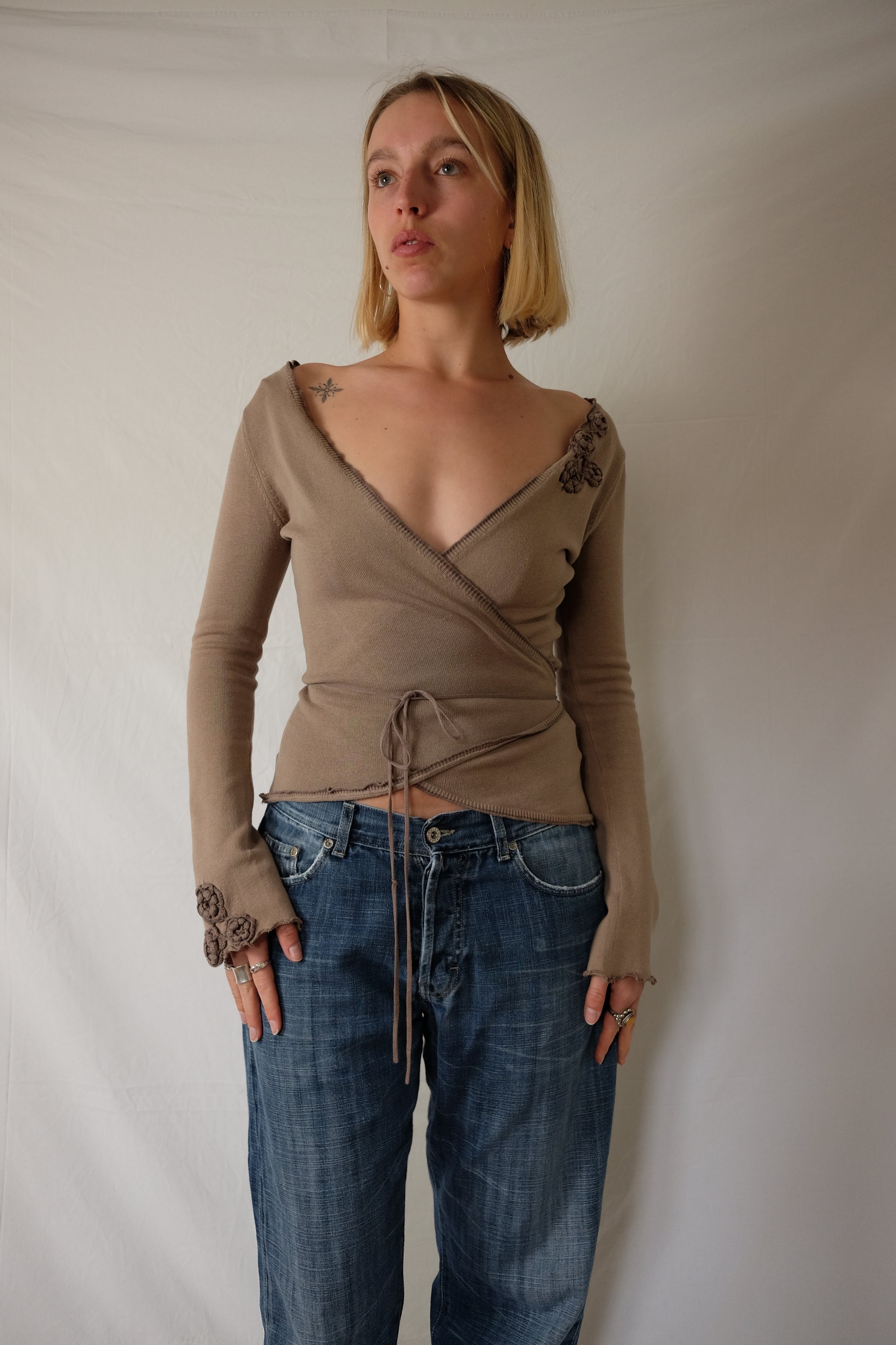 brown Pauline B. wrap top