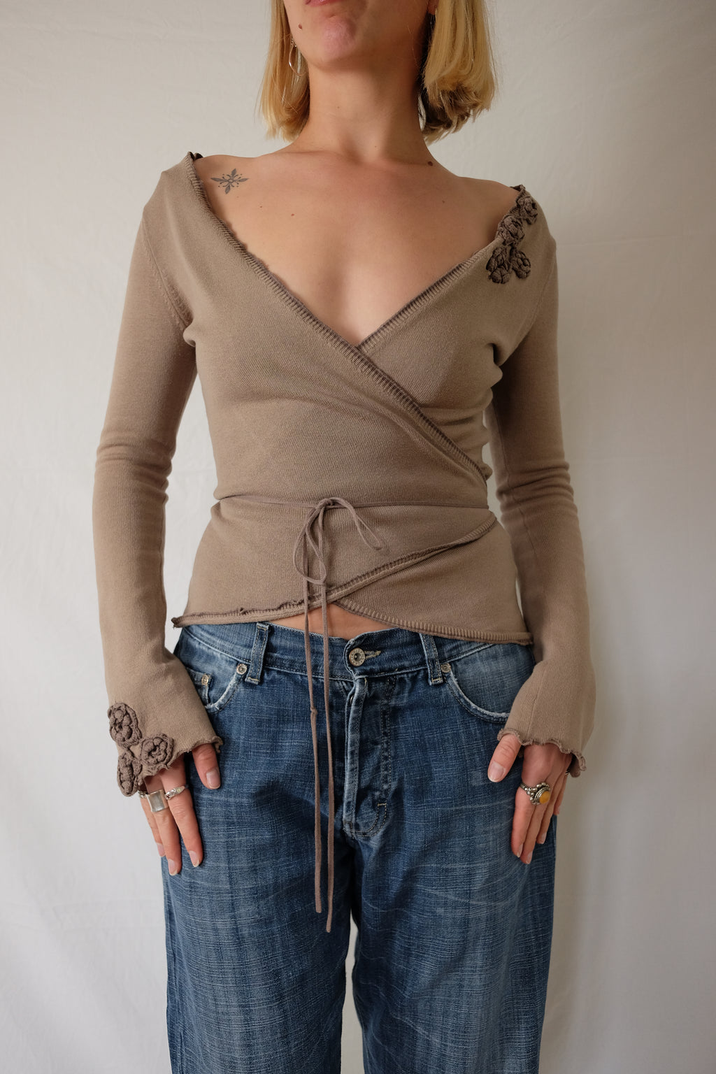 brown Pauline B. wrap top