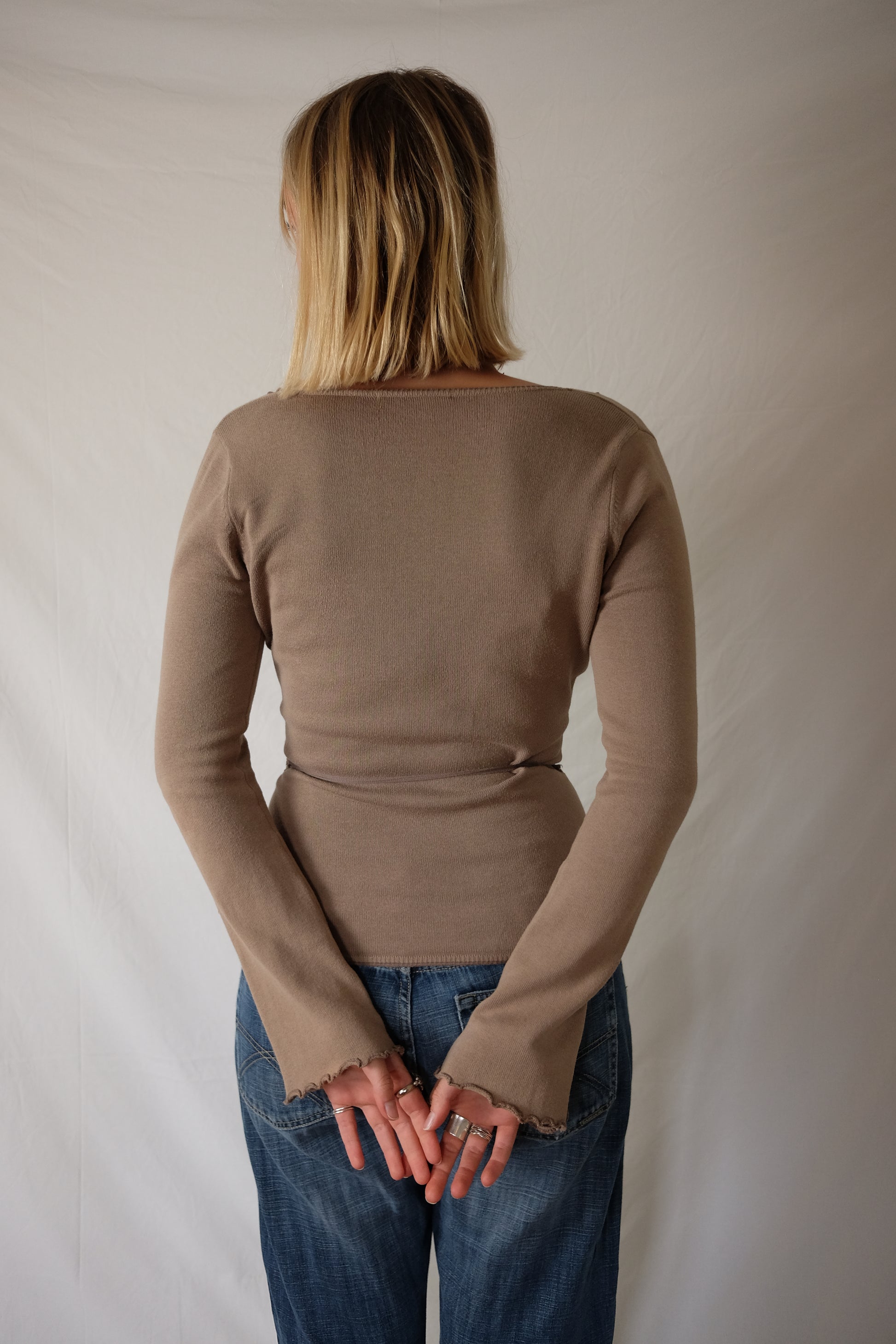 brown Pauline B. wrap top