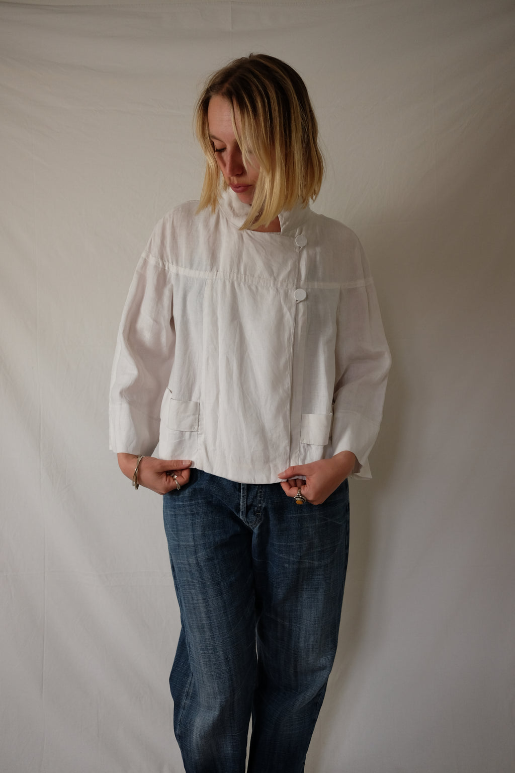 white linen Episode blouse