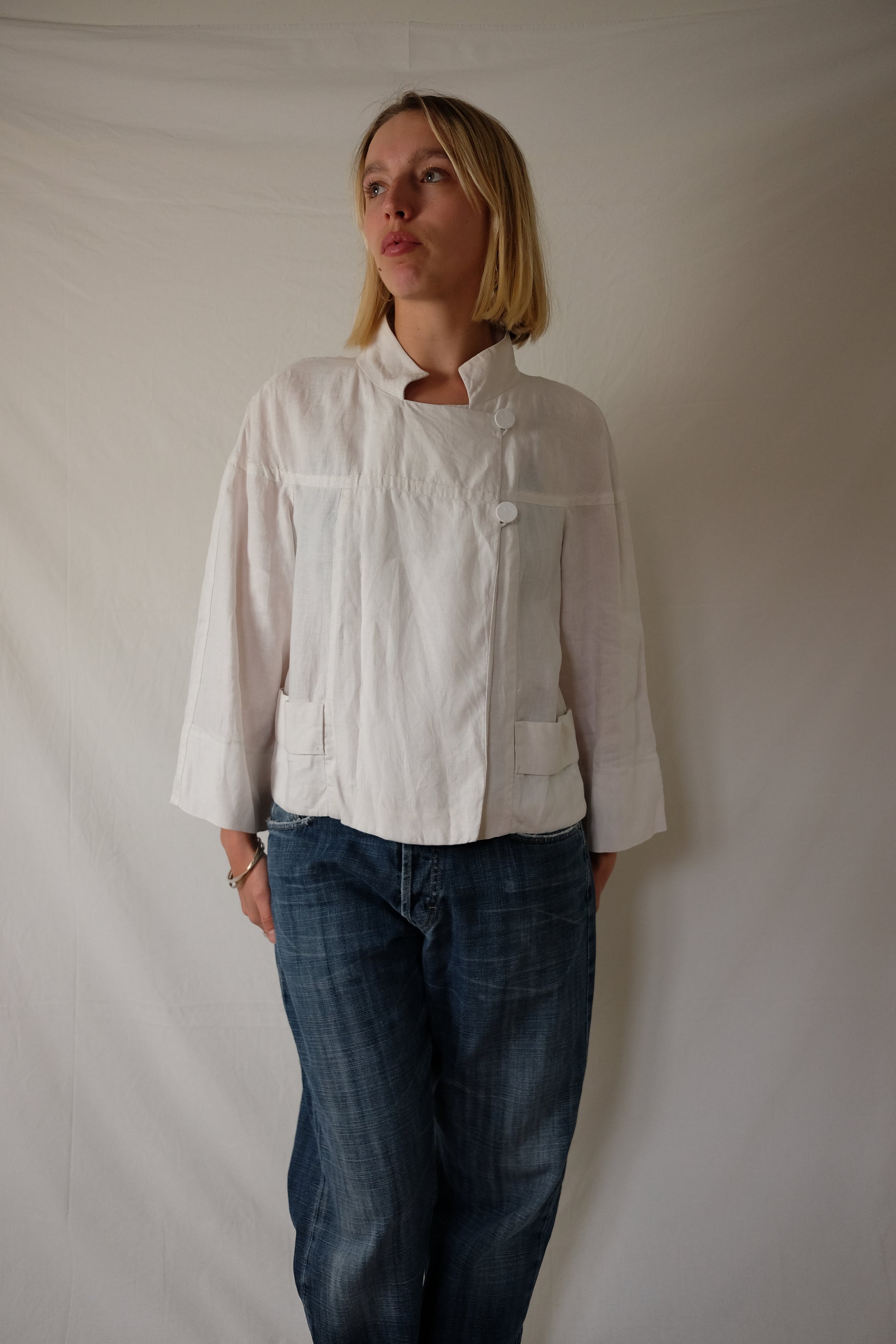 white linen Episode blouse