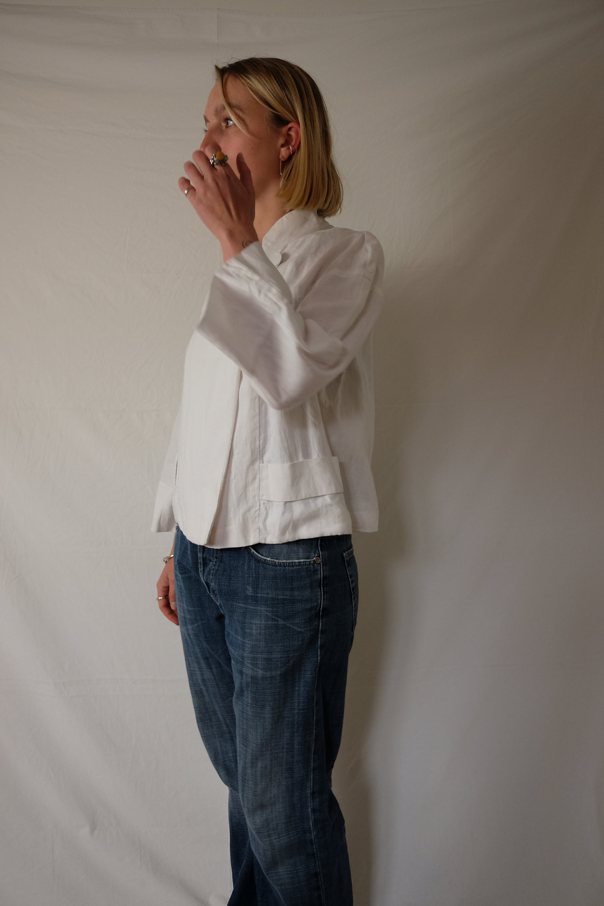 white linen Episode blouse